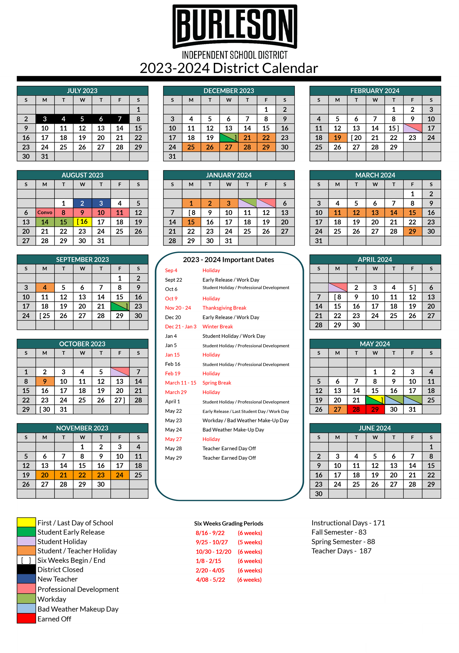  BISD 2023-24 Calendar Image